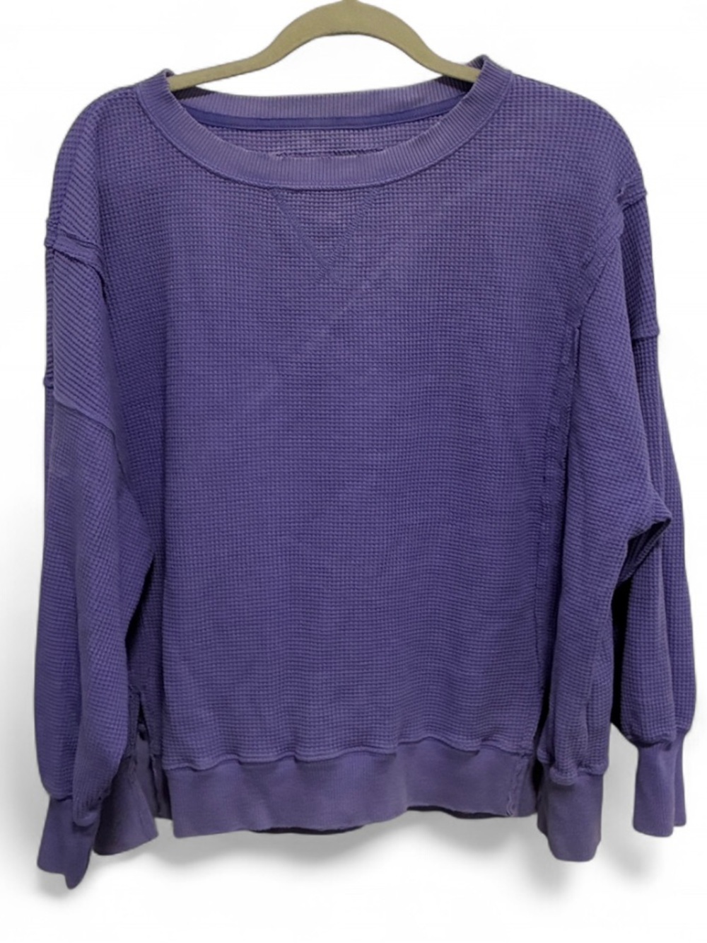 American Eagle Seriously Lived In Purple Waffle Knit Pullover Sweatshirt